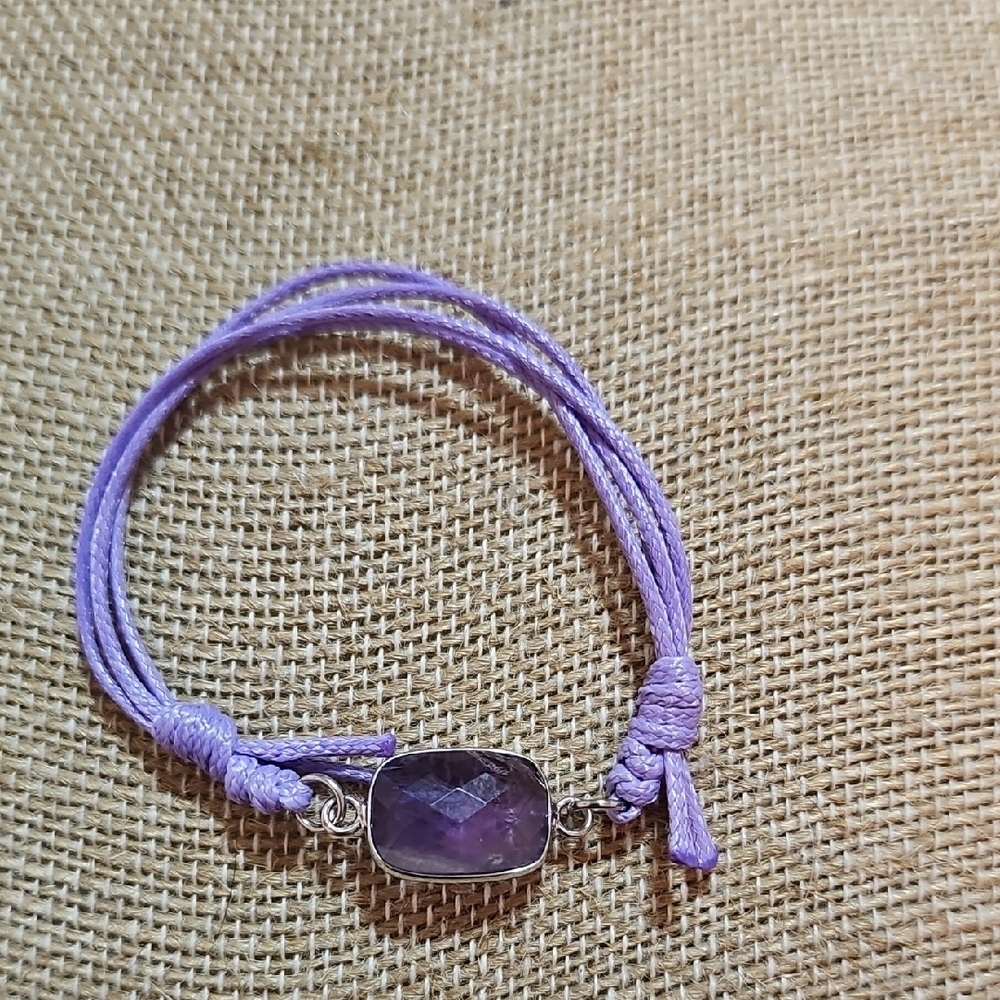 Elegant Purple Amethyst Adjustable Bracelet.